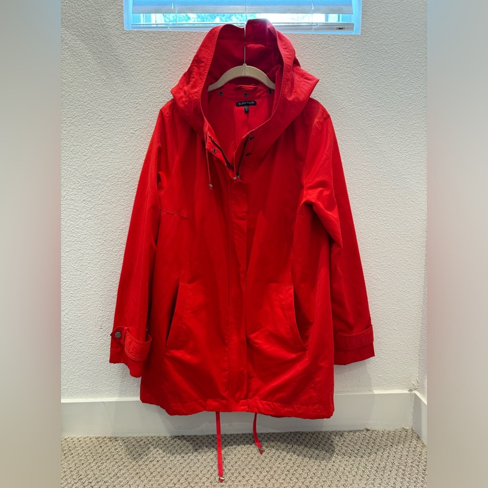 Eileen Fisher Red Hooded Jacket